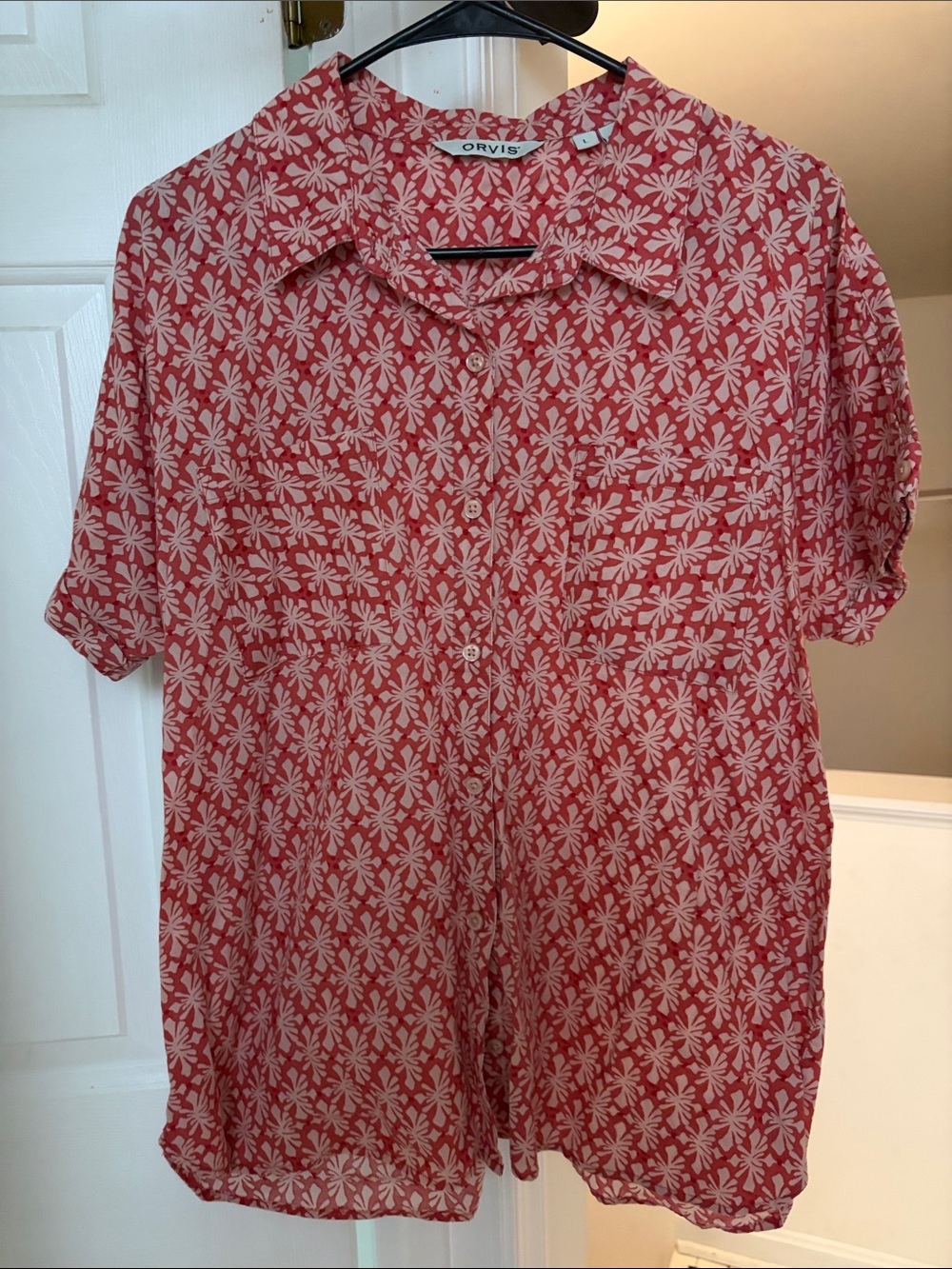 Orvis Red Floral Short-Sleeve Camp Shirt